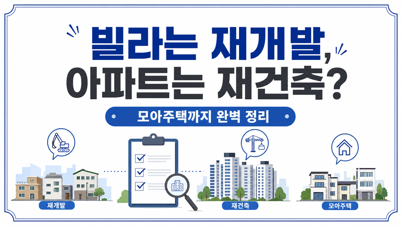 빌라는 재개발, 아파트는 재건축? 모아주택까지 완벽 정리!